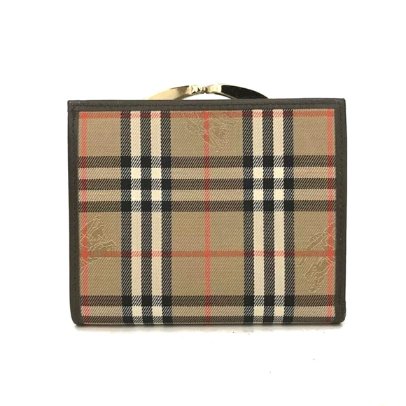 Authentic Burberrys Check Nylon and Leather Bifold Compact Kisslock Wallet - Picture 4 of 8